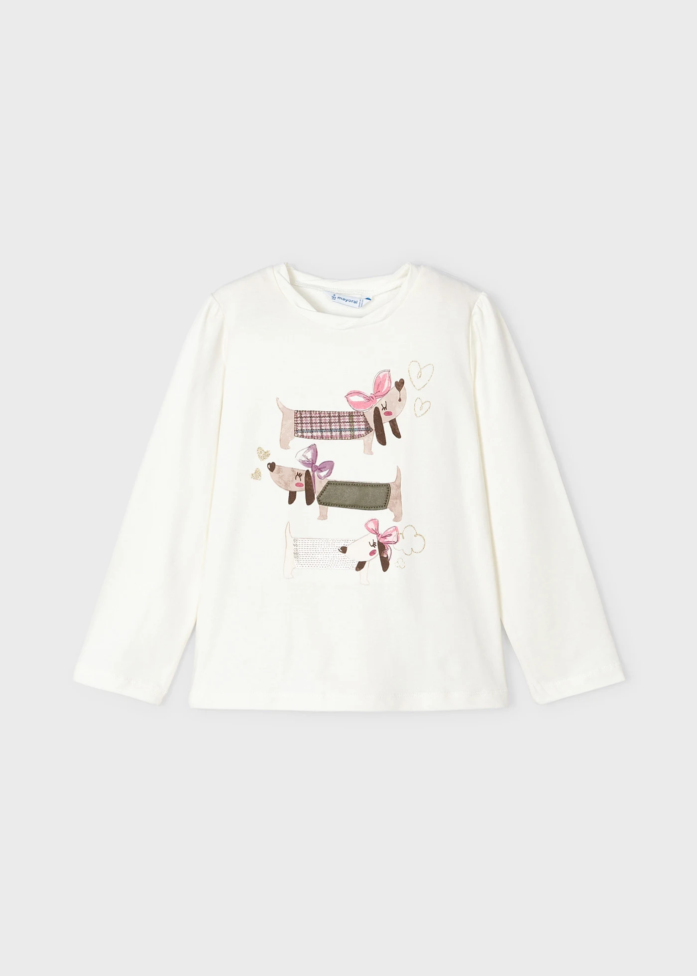 Mayoral L/S T-Shirt with Dachshunds Style 4010 - Natural/Fig